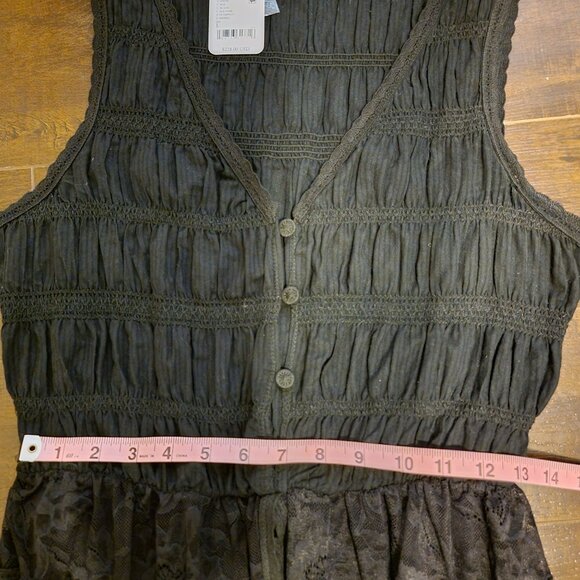 Free People Sweet Saloon Sleeveless Maxi Bodysuit Women L Lace Whimsical Castle - Picture 7 of 8